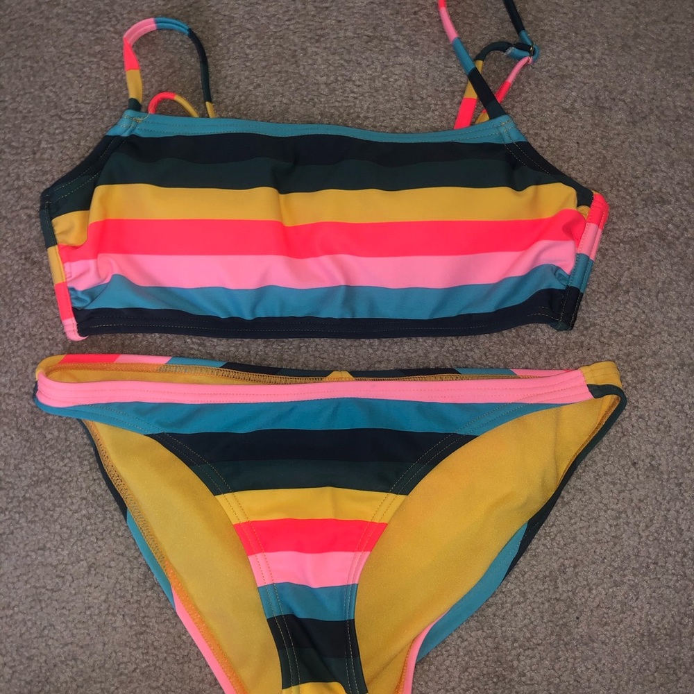 striped rainbow bathing suit